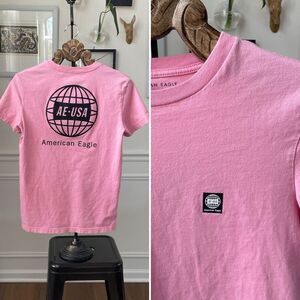 American Eagle Pink Short Sleeve Cotton Tshirt XS